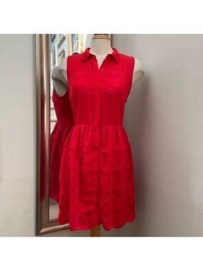 NWOT Sachin & Babi lined red chiffon button up mini dress size 4.